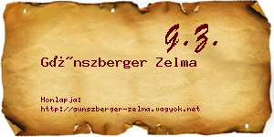 Günszberger Zelma névjegykártya